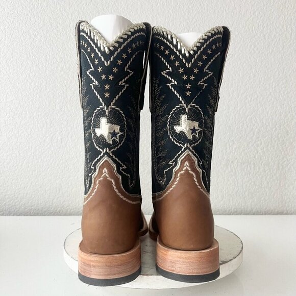 Lane RODEO HOUSTON Mens Cowboy Boots 9.5 Brown Leather Western Blunt Toe - Picture 3 of 14